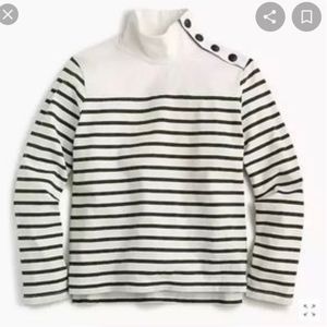 J crew stripped button shoulder turtleneck